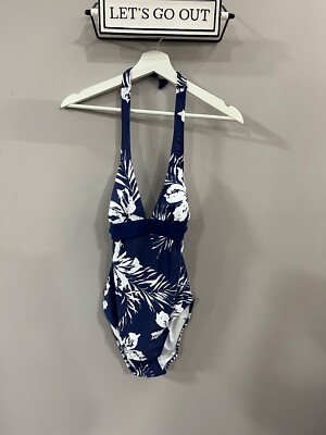 Venus Womens Slimming Halter One-Piece Swimsuit, Navy Size 6
