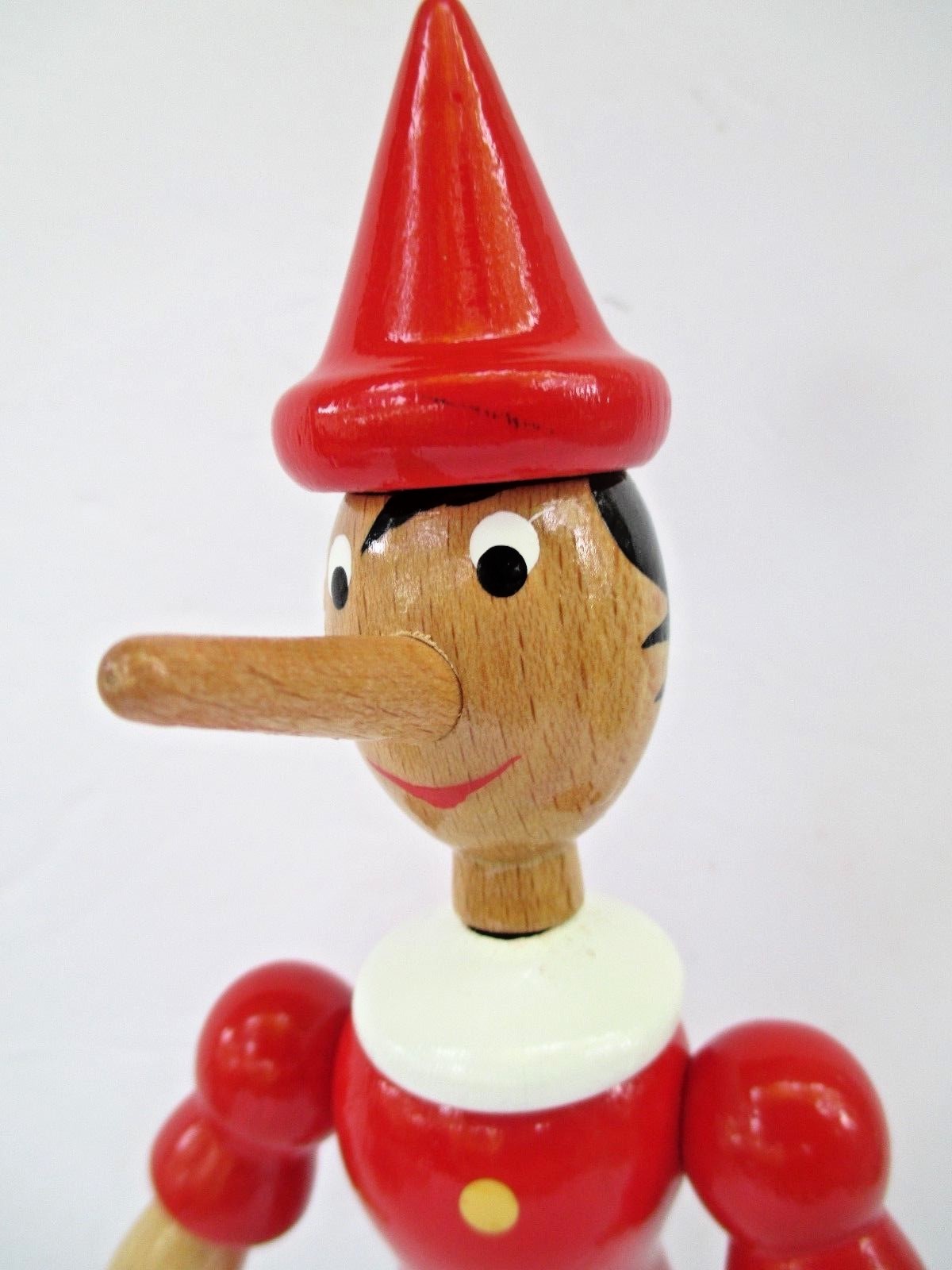 Vintage Garanzia di Qualita Wooden Pinnochio Doll Made in Italy 10”   7884