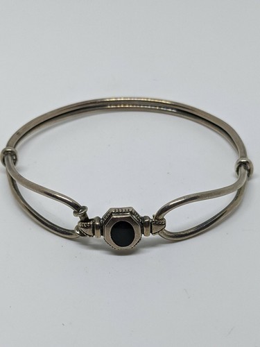 アクセサリー Vintage Onyx Cuff Bracelet Vintge 925 Sterling Silver Aztec Black Onyx Carved Mask Cuff