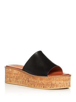 

KURT GEIGER Женские черные шлепанцы на танкетке Maci на пробковой платформе 1-1/2 дюйма, Черный, 2630000109