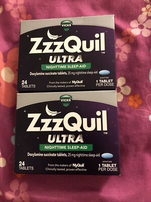 ZzzQuil Ultra Nighttime, Sleep Aid  24 Tablets Sealed New EXP 4/2025 (2 Boxes)