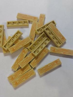 New 1x4 Tan Wood Grain Tile   20 Pieces   Compatible with Lego