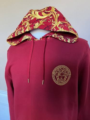 Pre-owned Versace $1150  Medusa Baroque Print Sweatshirt With Hoodie Red S 1003253