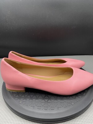 Comfortview Loafer Shoes Women 9.5 Wide Barbie Pink Comfort Slip On Flats Career