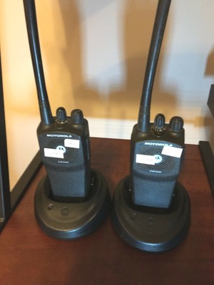 Pair of 2 Motorola PR400 16 Channel VHF 146-174 MHz Narrowband Portable Radios