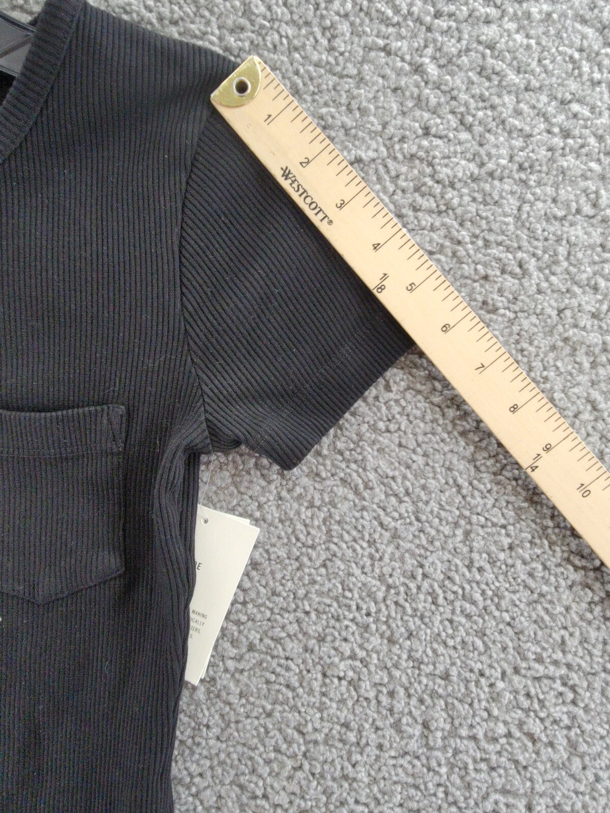 Agolde Arlo Rib Knit Pocket Tee Women's XS Black Solid Crew Neck Short Sleeve - Picture 5 of 16