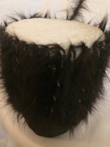 VINTAGE Primitive TRIBAL Fur Covered Hand Drum Handmade.