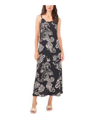 

VINCE CAMUTO Женское черное платье прямого кроя без рукавов с v-образным вырезом и принтом  XS, Черный