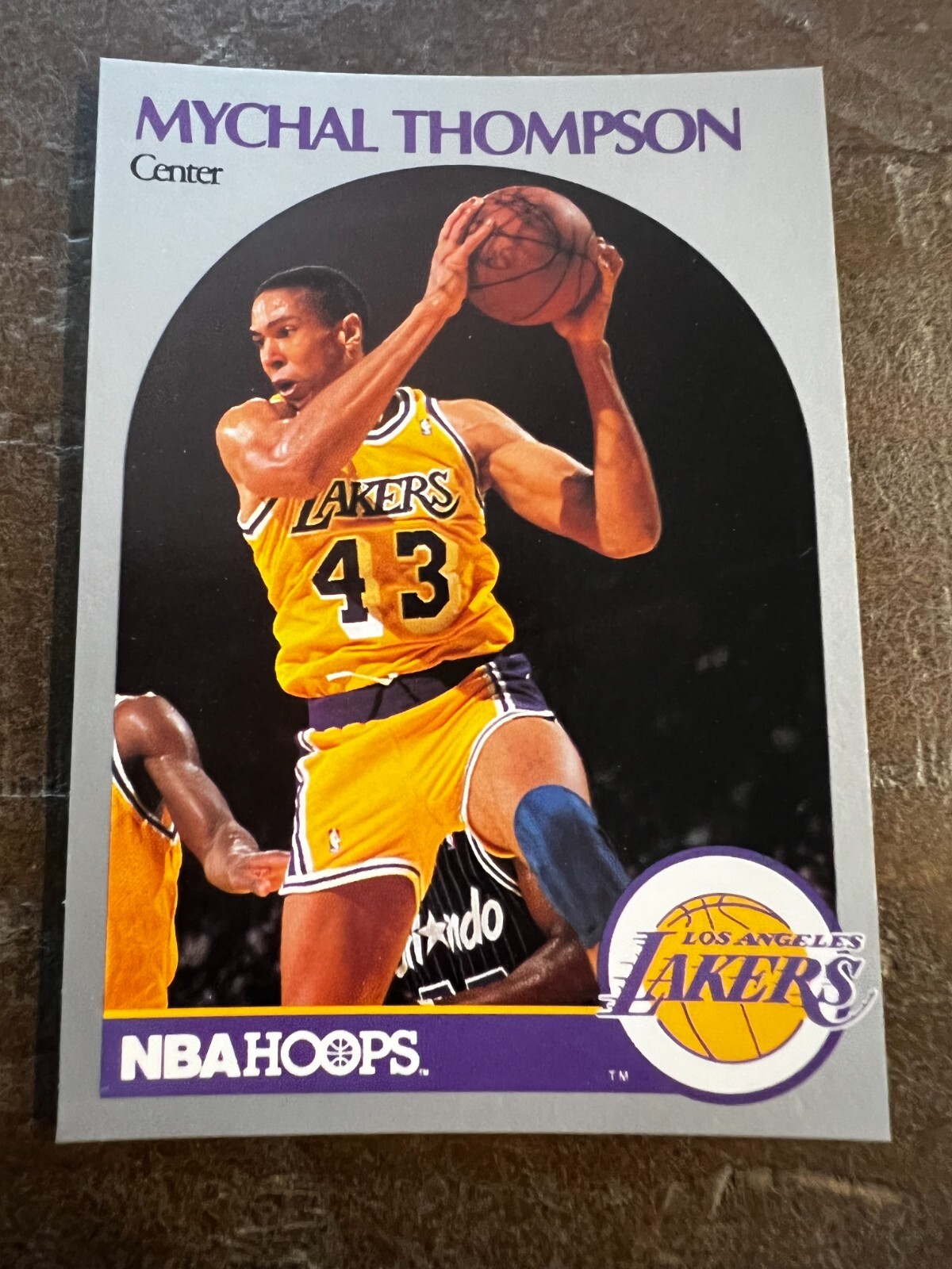 1990 NBA Hoops Basketball Card #160 Mychal Thompson, Lakers