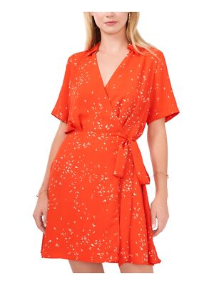 

VINCE CAMUTO Женское оранжевое платье с короткими рукавами и запахом на подкладке с галстуком, Оранжевый