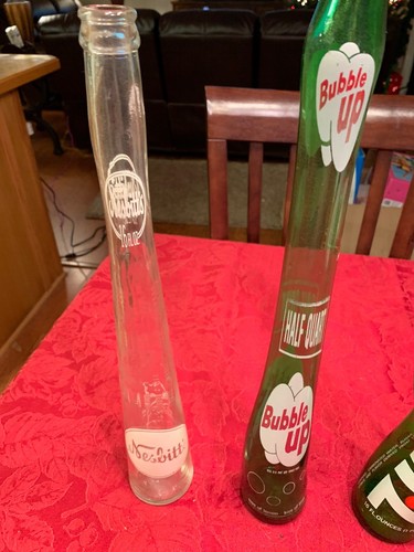 Lot Of 3 Stretch Bottles 7up Bubble Up Nesbitts