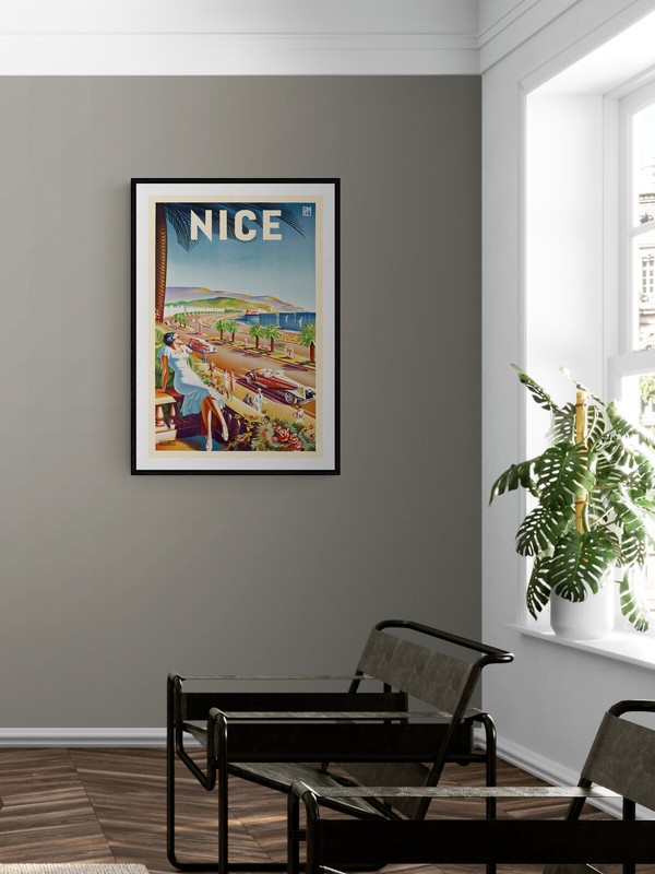 1935 Nice France Beach Vintage Style French Travel Poster - 20x30