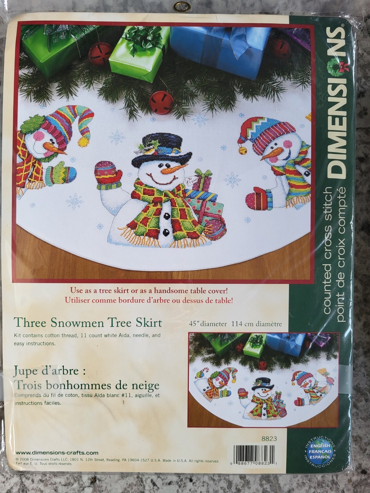 Tree Skirt Dimensions Three Snowmen Counted Stitch