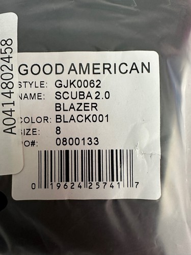 New Sealed Good American Scuba Blazer 2.0 in Black