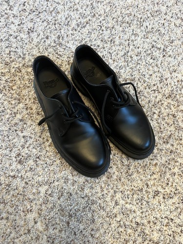 Dr. Martens ブラック 靴 US 7 Doc Dr. Martens 3-Eye Oxford Shoes Black Lug Sole Leather Sz