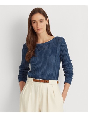 

LAUREN RALPH LAUREN Женский темно-синий свитер с длинным рукавом и вырезом лодочкой на работу, Navy