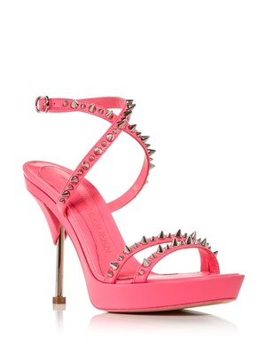 

ALEXANDER MCQUEEN Женские розовые босоножки на каблуке 1 дюйм на шпильке с платформой 38,5, Розовый, 703980WIC71