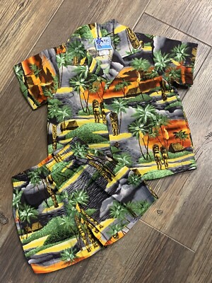 rjc Hawaiin boys shirt shorts OUTFIT hawaii 2T EUC Luau Vacation Beach Toddler S