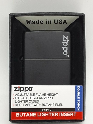 Zippo Authentic Black Matte 218zl Logo "Double Torch" adjust