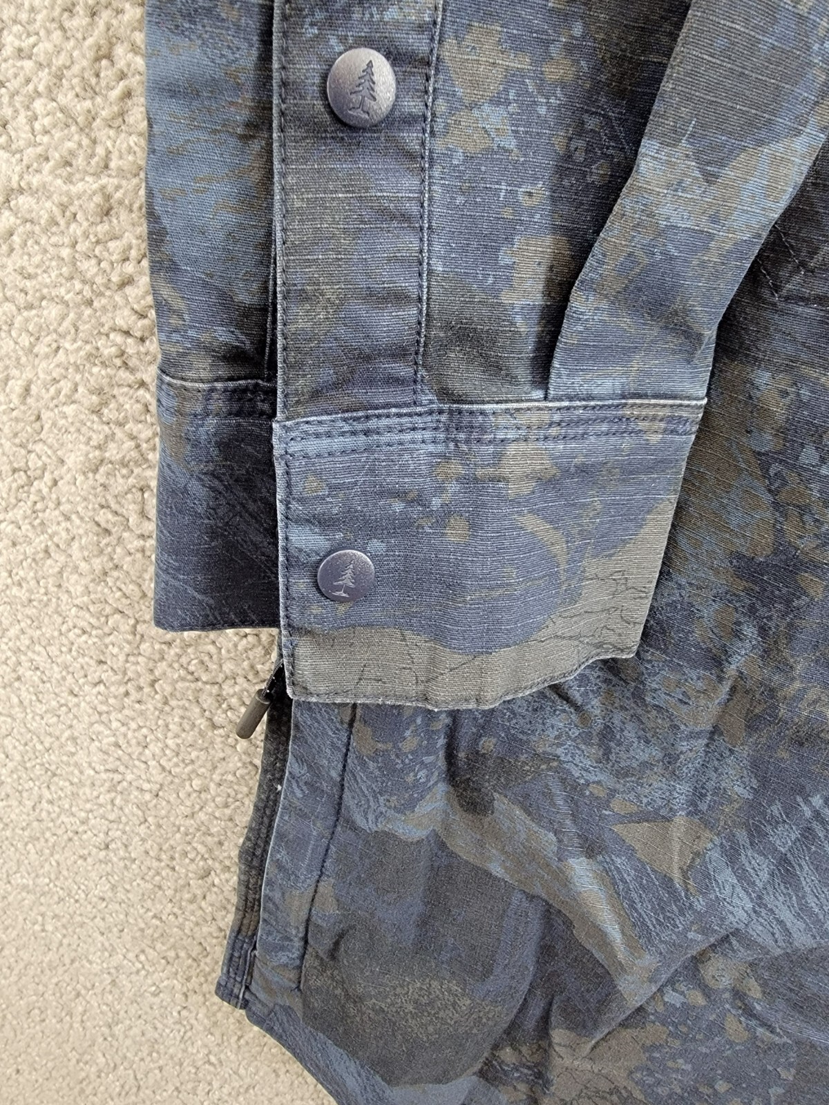 BASS OUTDOOR Ripstop Utility Shacket Men's M Rock Camo/Navy Blazer Button Snap - Picture 10 of 19