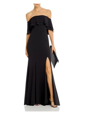 

AQUA DRESSES Женское черное вечернее платье в пол с накладными рукавами и развевающимися рукавами, Черный