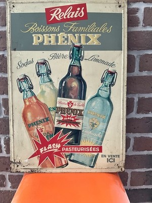 tôle lithographiée publicitaire boissons PHENIX, de Andreis sa 1950