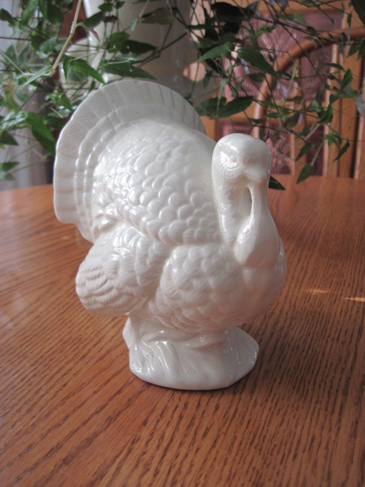 Ceramic Turkey, farmhouse, rustic white, Thanksgiving Table Decoration