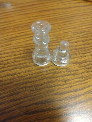 (1) Glass Chess Replacement Piece Only Queen Clear  2'' x .88'' wide USED 
