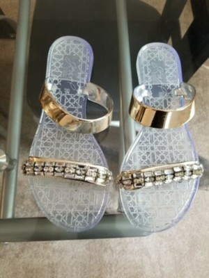 

JEWEL BADGLEY MISCHKA Женские прозрачные сандалии без застежек Kyndall Round Toe Slip On Slide, Ясный, JW2952