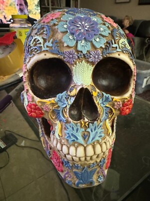 2013 SUMMIT COLLECTION Day of The Dead Colorful Floral Sugar Skull Head w/ship