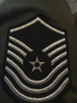 (1) single US AIR FORCE SENIOR Master Sergeant Patch blue 4'' with MYLAR thread