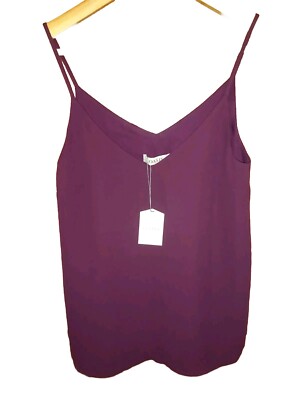 Oasis Cami Vest Tank Top Tee Burgundy Plum I Womens Size UK 10 EU 36 I BNWT