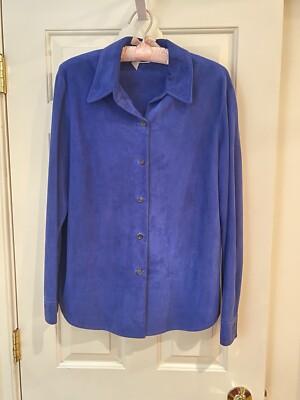 Vintage Classic Anne Klein II Blue Suede Shirt - Shacket - Jacket - Size 12