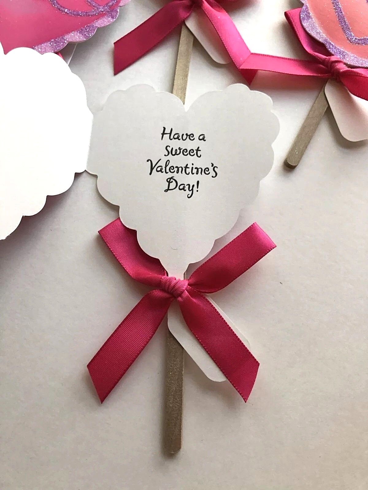 4 New ~ Hallmark ~ For Children ~  Valentine on a Stick  w/ Envelope ~ Set of 4