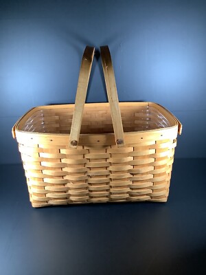 Longaberger 2000 Large Founders Market Basket W/ Protector 2 Handles REPAIRED