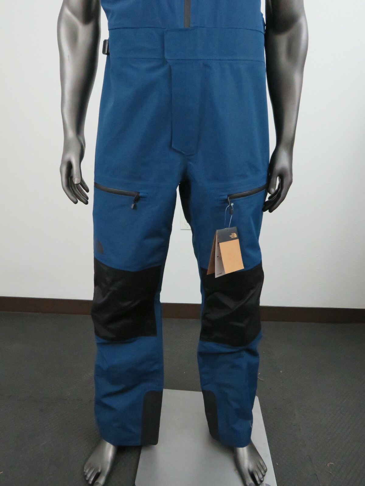 Pre-owned The North Face Mens  Ceptor Dryvent Waterproof Shell Ski Bibs Pants - Blue In Monterrey Blue / Tnf Black