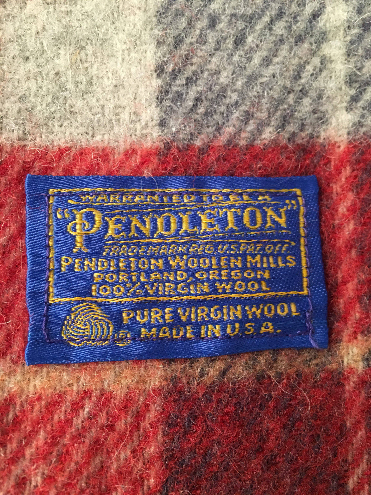 Vintage Pendleton 100% Virgin Wool Plaid Stadium Camp Blanket Throw
