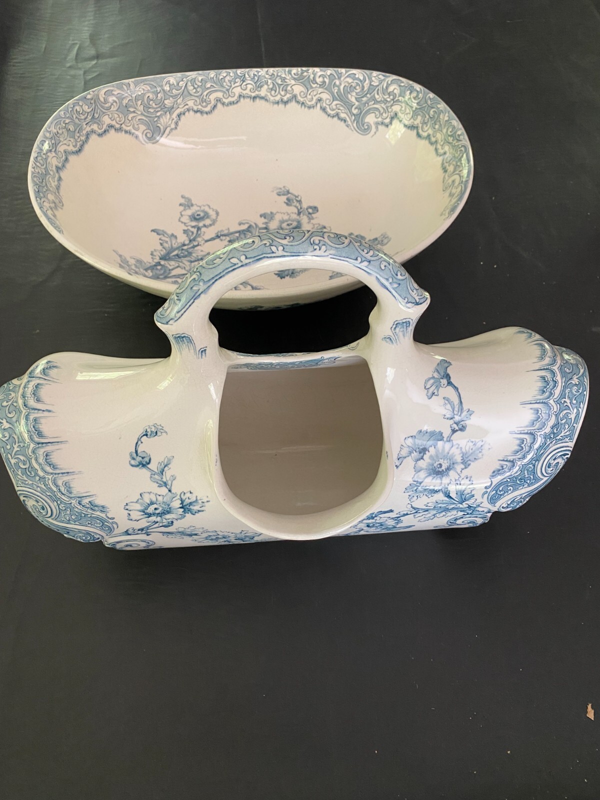 ドルトンバーズレム英国 Antique Royal Doulton Burslem Flow Blue Gold Gilt Cabinet
