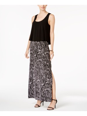 CONNECTED APPAREL Womens Black Sleeveless Scoop Neck Full-Length Shift Dress 6