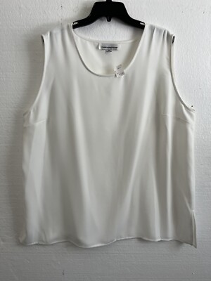 Caroline Rose PLUS Crepe Sleeveless Tunic Top White Size 2X NWT $172