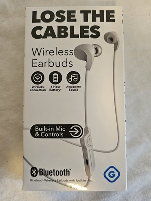 GEMS Lose The Cables Wireless Bluetooth Earbuds w/ Built In Mic & Controls New 