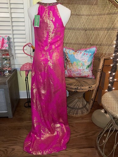 Pre-owned Lilly Pulitzer Franconia Maxi Dress Magenta Paisley Chiffon ? Size 2 ? In Purple