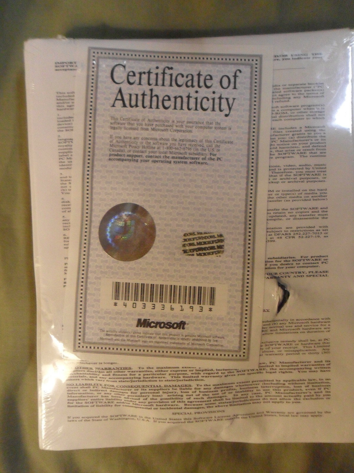 Microsoft WINDOWS & MS-DOS 6.2 - NEW SEALED W/ COA & FLOPPIES -FREE SHIP-VINTAGE