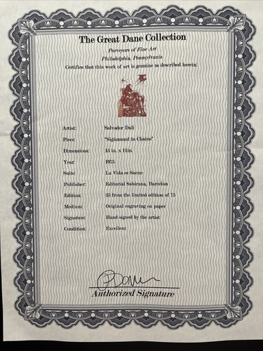 Salvador Dali, Hand-signed Lithograph with COA . Sigisimund In Chains .