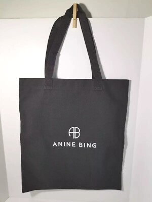 Anine Bing Remy Canvas Logo Tote Bag Black New