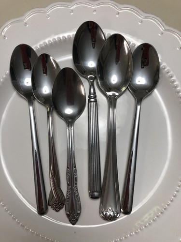SET OF SIX 6 MISMATCHED SPOONS - SHABBY CHIC WEDDING RECEPTION