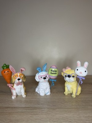 TK Maxx Easter Pastel Dog Set Of Three Ornaments Happy Easter Balloons 