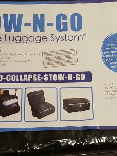 Grand Fusion Stow-N-Go Portable Luggage System Hang-Load Collapse-Latch Black
