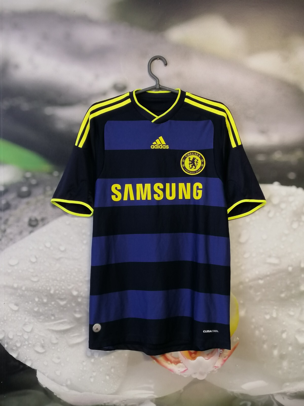 2010年 Adidas CHELSEA ユニフォーム US-M 黒 オレンジ Adidas Chelsea Football Club Samsung Black Orange soccer