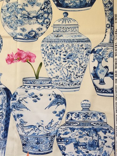 OLD WORLD WEAVERS “Vasi” Exclusive Screen Printed Cotton Chinoiserie Vase Fabric